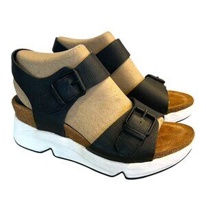 Sofft Women's Castello Black Leather Sporty Open Toe Sandals Shoes 8.5